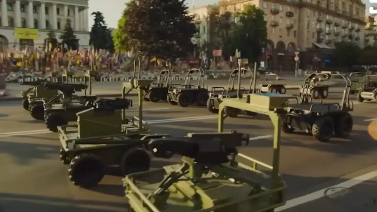 Ucrania reemplazó tanques por robots y drones en un desfile que anticipa cómo podría ser la guerra del futuro